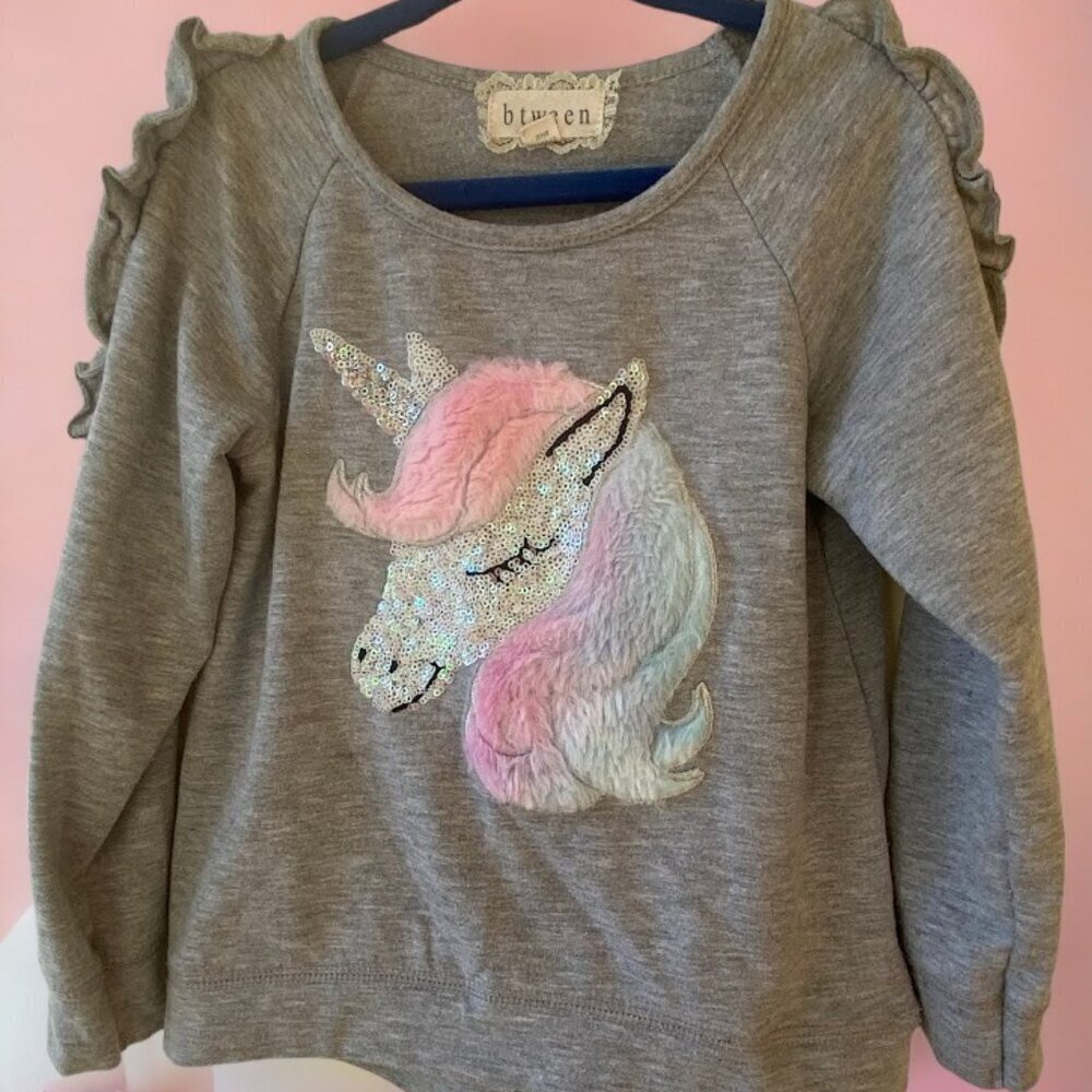 btween Unicorn Applique Sequin Sweatshirt
